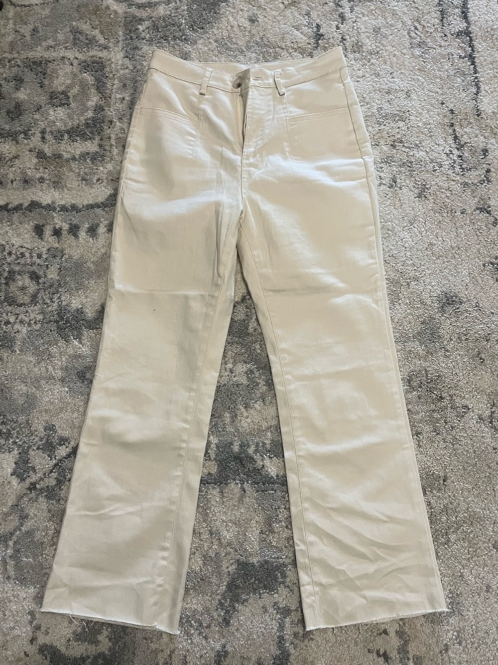 Women's Cream Straight-Leg Jeans cropped